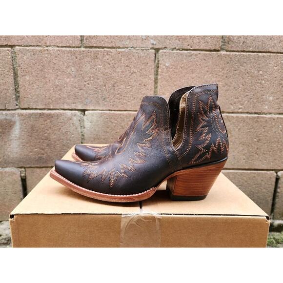 Ariat Dixon Brown Distressed Leather Ankle Cowboy Western Boots Womens Sz 7.5B - Picture 4 of 14